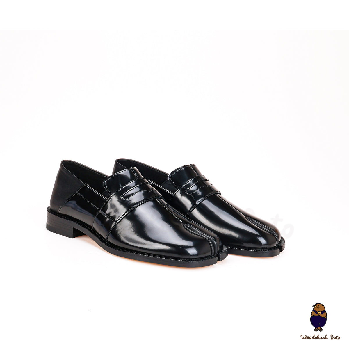 Black unisex sheep leather tabi split-toe shoes loafer size 35-47 –  WoodChuckSato