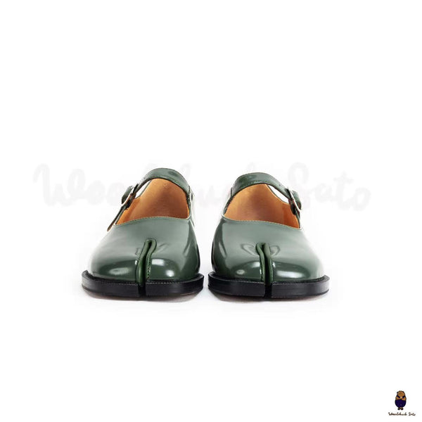 WoodChucksato women's men's Green Patent Calf Leather Tabi Mary Jane Shoes sizes from 35-47