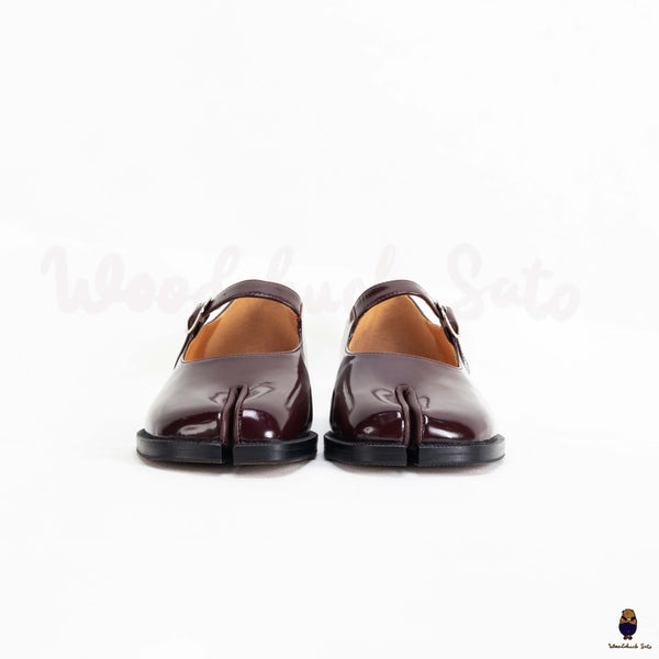 Women's men's burgundy smooth-box leather tabi shoes flats sandal pumps size 35-47