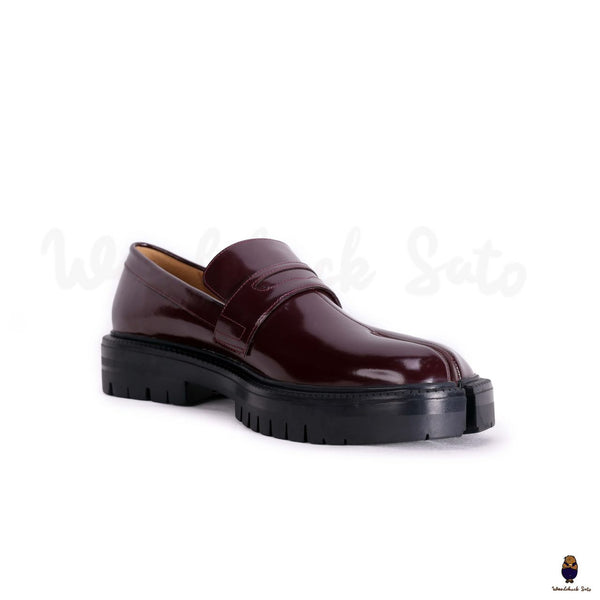 WoodchuckSato Tabi burgundy split-toe loafers flats with chunky cleated sole size 35-47