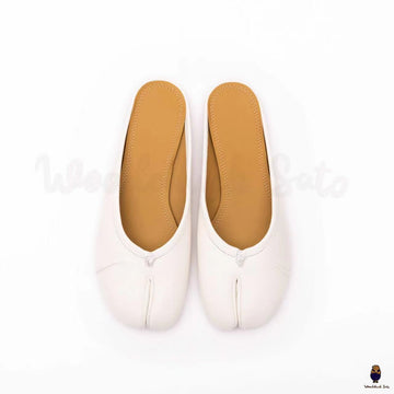 WoodChuckSato Femmes Hommes Blanc Tabi Split-Toe "Distressed" Ballet Mule Chaussures Tailles EU 35-45