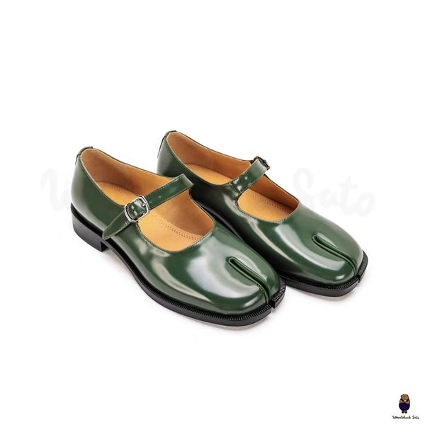 WoodChucksato women's men's Green Patent Calf Leather Tabi Mary Jane Shoes sizes from 35-47