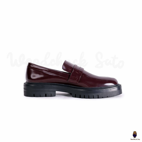 WoodchuckSato Tabi burgundy split-toe loafers flats with chunky cleated sole size 35-47