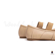 WoodChuckSato Beige Tabi Split-Toe „Distressed“-Lederballerinas für Damen und Herren mit elastischem Band, Größen EU 35–45
