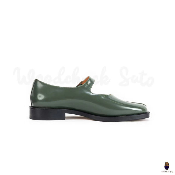 WoodChucksato women's men's Green Patent Calf Leather Tabi Mary Jane Shoes sizes from 35-47