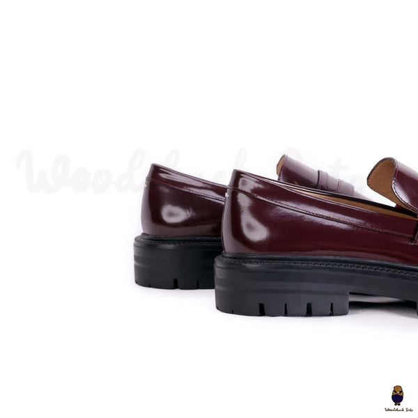 WoodchuckSato Tabi burgundy split-toe loafers flats with chunky cleated sole size 35-47