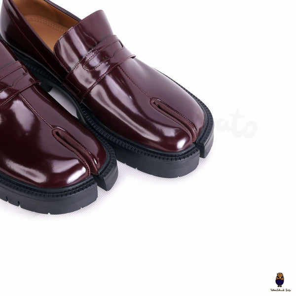 WoodchuckSato Tabi burgundy split-toe loafers flats with chunky cleated sole size 35-47