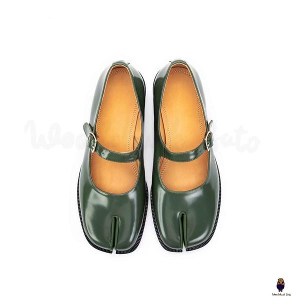 WoodChucksato women's men's Green Patent Calf Leather Tabi Mary Jane Shoes sizes from 35-47