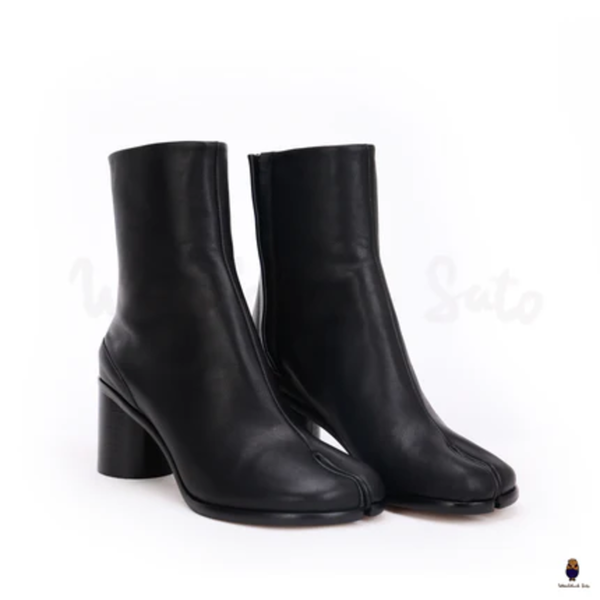 Men's women's Tabi split-toe White 6cm heel leather boots calfskin EU35-48