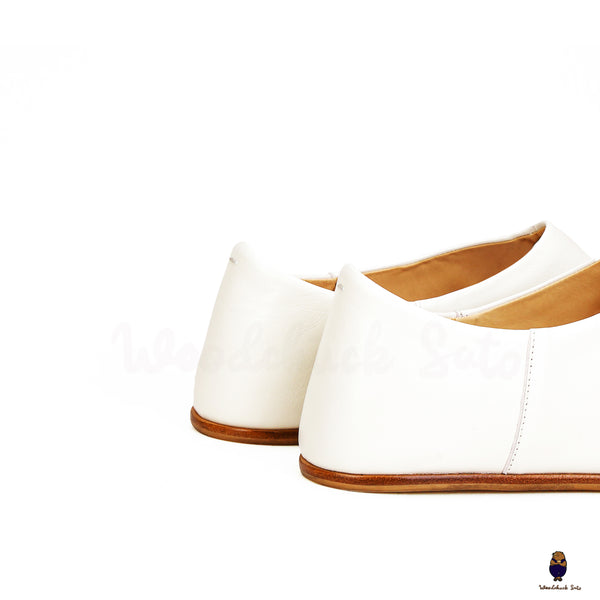 White unisex sheep leather tabi split-toe shoes loafer size 35-47