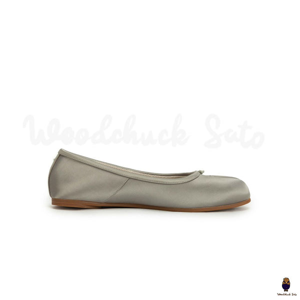 WoodchuckSato men's women's grey split-toe tabi Satin Ballerinas shoes sizes 35-45