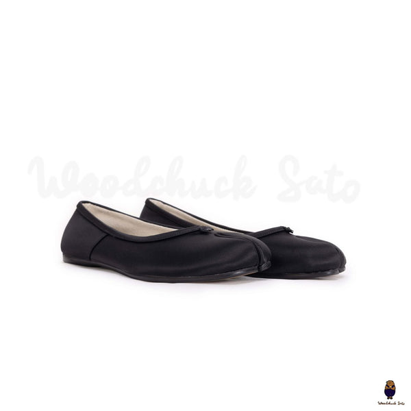 WoodchuckSato men's women's black split-toe tabi Satin Ballerinas shoes sizes 35-45