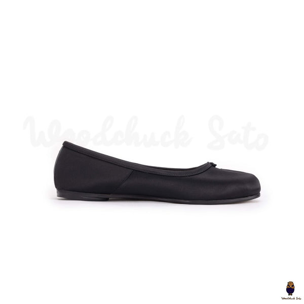 WoodchuckSato men's women's black split-toe tabi Satin Ballerinas shoes sizes 35-45