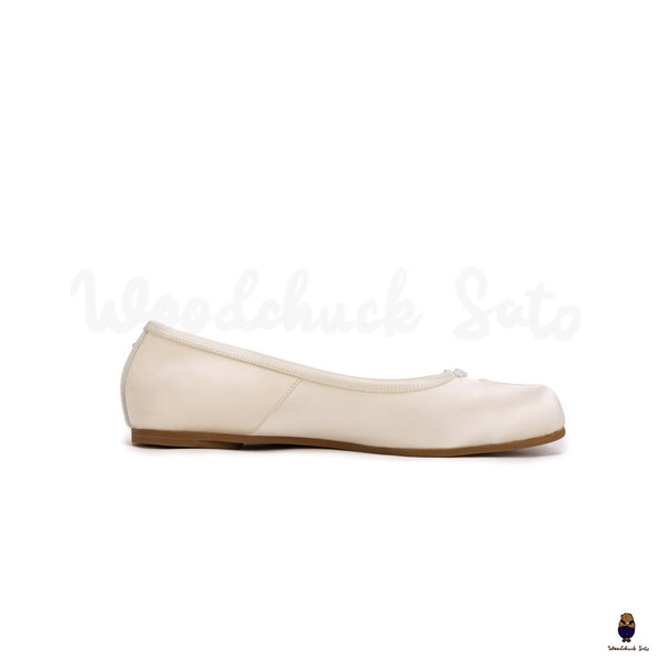 WoodchuckSato men's women's white split-toe tabi Satin Ballerinas shoes sizes 35-45