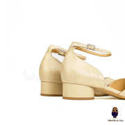 WoodChuckSato Hellbeige Tabi Split-Toe-Sommersandalen aus Rindsleder mit niedrigem Absatz und Knöchelriemenschnalle, Größen EU 35–45